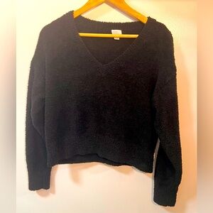 Black Fuzzy Crop Top
